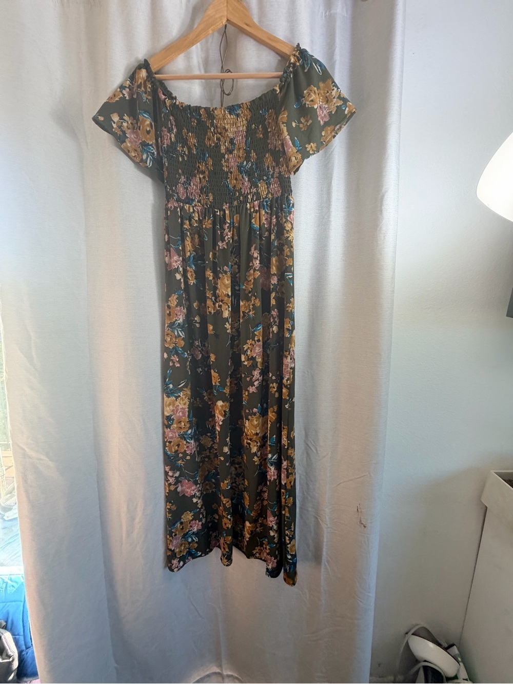 Xhilaration Olive Green One-Shoulder Floral Maxi Dress - Picture 4 of 10